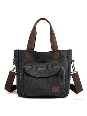 Canvas Tote Purse Crossbody Shoulder Bag Multi-Pocket Top Handle Work Handbag